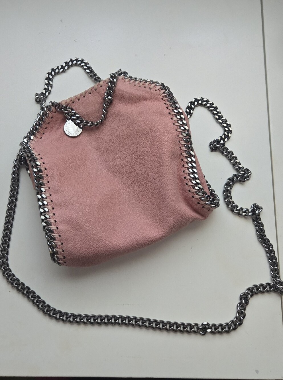 Stella McCartney Dusty Pink Falabella Mini Crossbody with Silver Chain